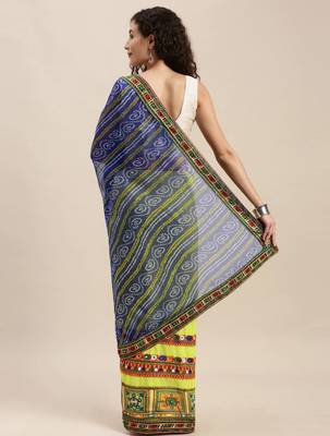 half bandhani pallu georgette saree with embroidery 2