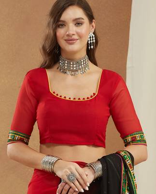 georgette saree with heavy kutchi embroidery work 5