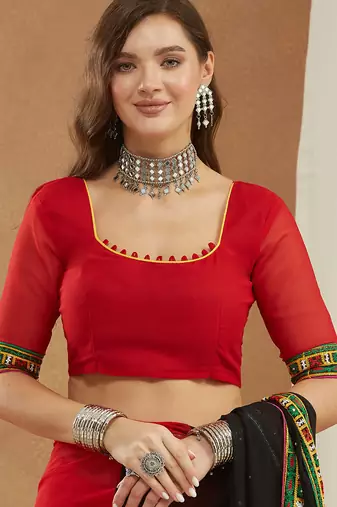 georgette saree with heavy kutchi embroidery work