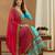 pink georgette with heavy kuthi embroidered work party wear saree