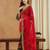 red georgette with heavy kuthi embroidered work party wear saree