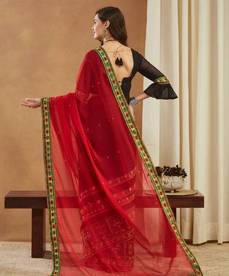 designer georgette saree with heavy kutchi embroidery 3