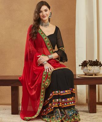 designer georgette saree with heavy kutchi embroidery 4