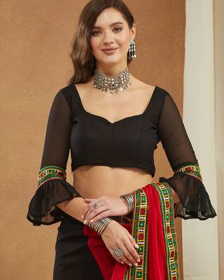 designer georgette saree with heavy kutchi embroidery 5