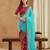 aqua_blue georgette with heavy kuthi embroidered work party wear saree