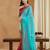 aqua_blue georgette with heavy kuthi embroidered work party wear saree