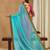 aqua_blue georgette with heavy kuthi embroidered work party wear saree