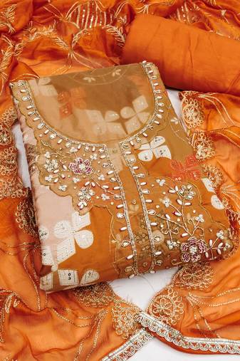  handwork embroidery cotton silk dress material 