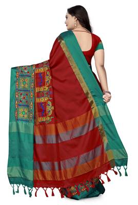 premium cotton silk saree with kutchi embroidery work 2