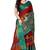 red cotton silk with kutchi embroidered work party wear saree