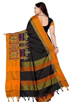 cotton silk saree with traditional kutchi embroidery 2