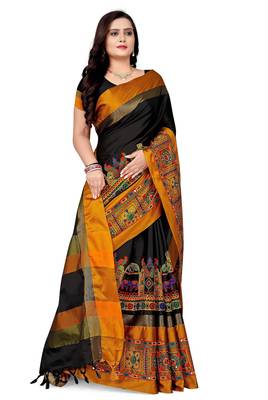 cotton silk saree with traditional kutchi embroidery 4