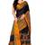 black cotton silk with kutchi embroidered work party wear saree