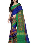 royal_blue cotton silk with kutchi embroidered work party wear saree