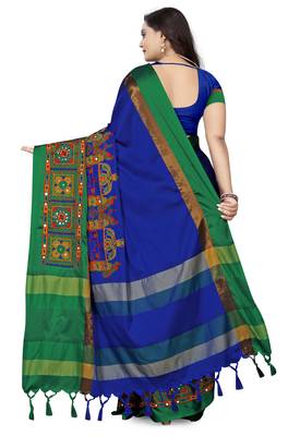 cotton silk saree with kutchi embroidery work 2