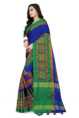 cotton silk saree with kutchi embroidery work 3