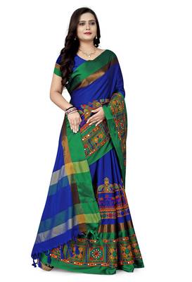 cotton silk saree with kutchi embroidery work 4