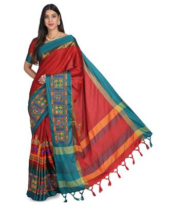 premium cotton silk saree with kutchi embroidery work 5