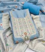  sky blue weaving handwork simmer dress material 