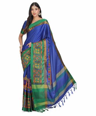 cotton silk saree with kutchi embroidery work 5
