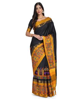 cotton silk saree with traditional kutchi embroidery 5