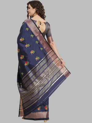 soft cotton silk saree with colourful embroidery work 2