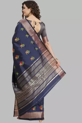 soft cotton silk saree with colourful embroidery work