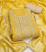  yellow weaving handwork modal dress material 