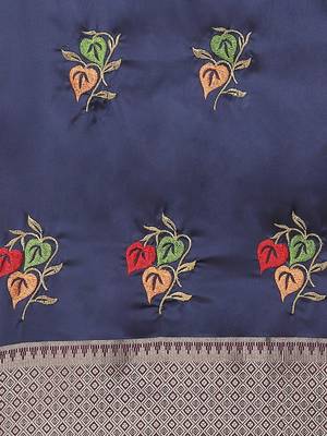 soft cotton silk saree with colourful embroidery work 3