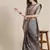 grey soft cotton silk saree with multicolor thread embroidery