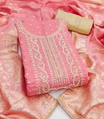  pink weaving handwork modal dress material 
