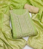  green weaving handwork modal dress material 