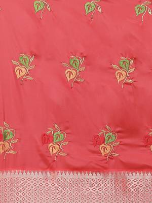 pink soft cotton silk saree with multicolor thread embroidery 3