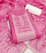  pink weaving handwork silk dress material 