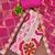 multicolour pink embroidered viscose silk dress material with printed design