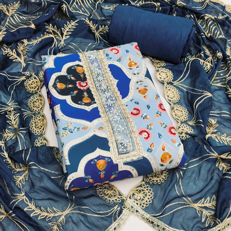  multi embroidery viscose silk dress material 