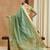 green assam cotton art silk with golden border and multicolor thread embroidered saree 