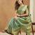 green assam cotton art silk with golden border and multicolor thread embroidered saree 