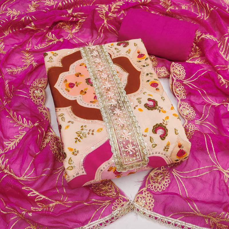  multi embroidery viscose silk dress material 