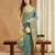 turquoise assam cotton silk saree with multicolor embroidery