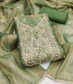  green print handwork viscose dress material 