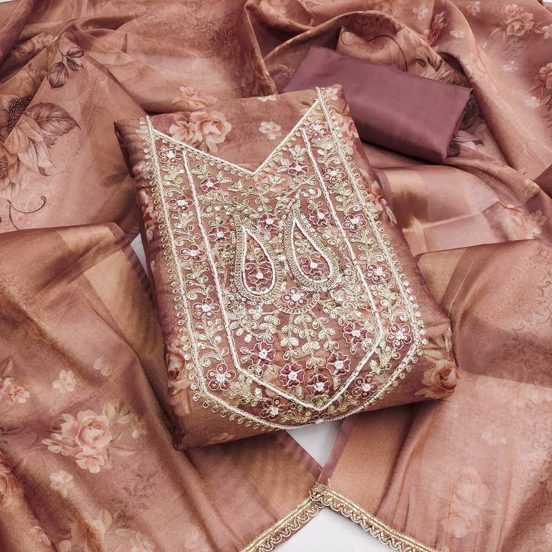  levender print handwork viscose dress material 