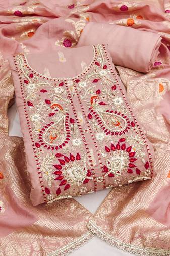  purple woven handwork muslin dress material 