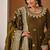 Green faux blooming embroidered Anarkali suit