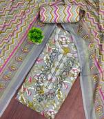 grey multicolor printed cotton dress material 