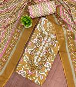 mustard multicolor printed cotton dress material 