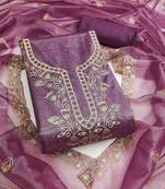 lavender unstitched dress material for women