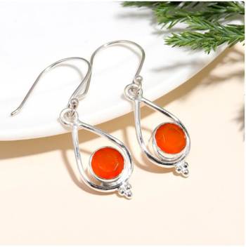 Carnelian hook earrings | 925 sterling silver handmade earrings | boho jewelry 1