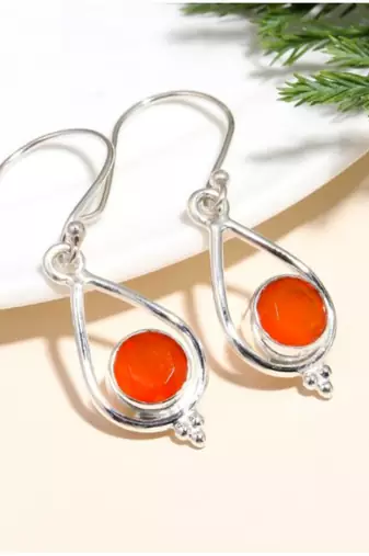 Carnelian hook earrings | 925 sterling silver handmade earrings | boho jewelry