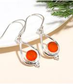 Carnelian hook earrings | 925 sterling silver handmade earrings | boho jewelry